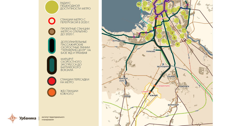 Вариант обеспечения общественным транспортом проекта города-спутника Южного
